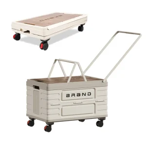 Foldable Storage Cart Mobile Organizer, Silent Wheels, Camping Storage