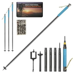 Multifunctional Tactical Hiking Stick Lightweight Collapsible Trekking Pole with Survival Tools Walking Staff for Camping Hikin