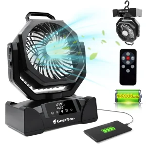 Intelligent lighting, 5-level Wind Speed, 10000mAh 20000mAh Portable Fan
